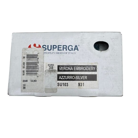 Superga Verona Embroidery Womens Sequin Azzurro Silver Sneakers New In Box 38 - Picture 2 of 12